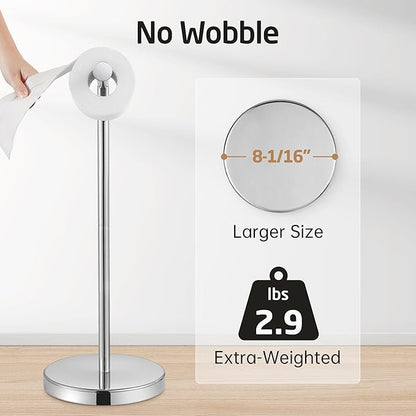 KES Toilet Paper Holder Free Standing with Heavy Weighted Base, Toilet Paper Holder Stand Modern, Toilet Paper Roll Holder Rustproof 18/8 Stainless Steel Polished Finish, BPH283S1