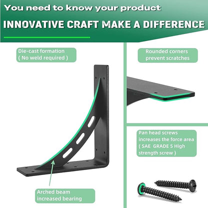 9 inch x8 inch Heavy Duty Bracket,Granite Countertop Support , Heavy Duty Shelf Brackets , Max Load 1000 Lbs ,Mantel Brackets (Set of 2) - Countertop Support Brackets (9" x 8")