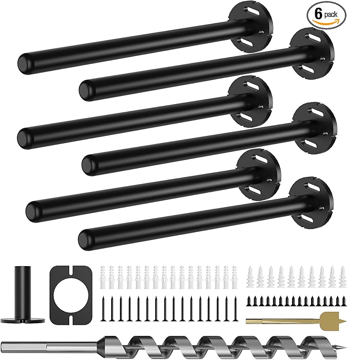 6pcs Wall Shelf Brackets Heavy Duty Floating Shelf Bracket Hidden,Invisible Black Shelving Brackets Decorative Floating Shelf Hardware Heavy Duty,Metal Shelf Support Bracket (10 inch-6pcs)