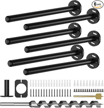6pcs Wall Shelf Brackets Heavy Duty Floating Shelf Bracket Hidden,Invisible Black Shelving Brackets Decorative Floating Shelf Hardware Heavy Duty,Metal Shelf Support Bracket (10 inch-6pcs)