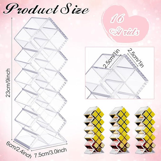 4 Pack Acrylic Lipstick Holder Organizer 64 Slots Clear Lip Gloss Holder Organizers Stackable Fish Shape Lipsticks Tower Lipstick Case Display Stand Storage Box for Makeup Cosmetic Vanity drawer