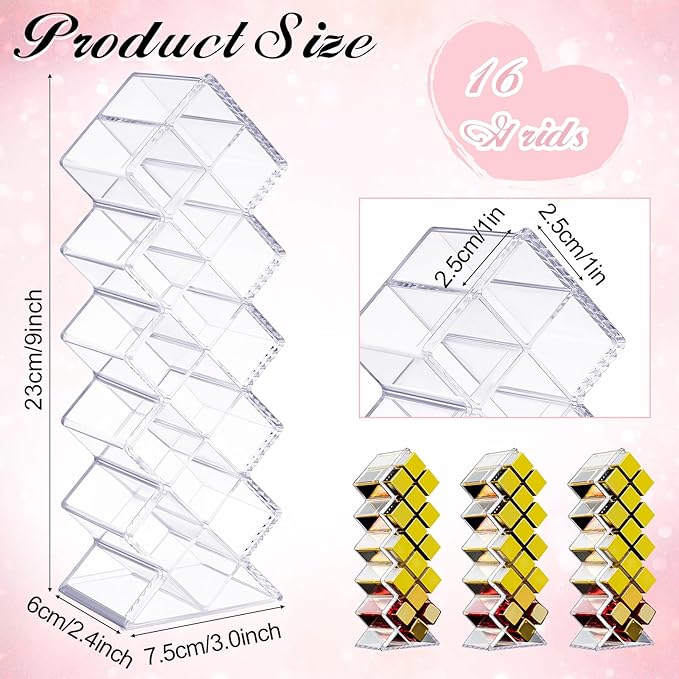 2 Pack Acrylic Lipstick Holder Organizer 32 Slots Clear Lip Gloss Holder Organizers Stackable Fish Shape Lipsticks Tower Lipstick Case Display Stand Storage Box for Makeup Cosmetic Vanity drawer