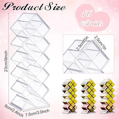2 Pack Acrylic Lipstick Holder Organizer 32 Slots Clear Lip Gloss Holder Organizers Stackable Fish Shape Lipsticks Tower Lipstick Case Display Stand Storage Box for Makeup Cosmetic Vanity drawer