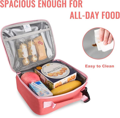 Genteen Lunch Box Lunch Bag for Kids Girls,Insulated Lunch Bag Women,Reusable Lunchbox for School,Work,Outdoor (Red)