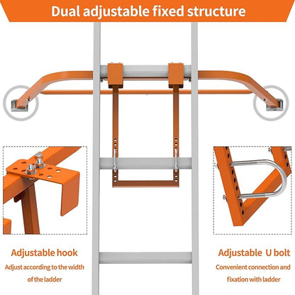 Ladder Stabilizer for Roof Gutter Guard ＆Wall,Extended Ladder Crane Stabilizer Accessory,Steel Ladder Stand-Off Wing Span/Wall Ladder Standoff with Non-Slip Rubber Bottom pad. (Orange-Steel)