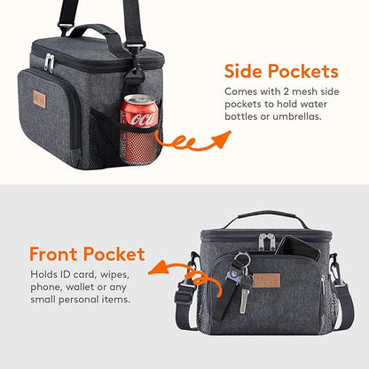 Lifewit Reusable Insulated Lunch Bag, Portable Cooler Freezable Soft Lunchbox Leakproof with Adjustable Shoulder Strap for Men Women Adult for Work Picnic or Travel, 9L 12 Can, Dark Gray