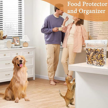 5 - 8 Lbs Dog Food Storage Container with Scoop - Airtight Cat Food Container - Buckle-Lock Pet Food Container for Dog, Cat, Bird Seed, Chicken, Dog Treat - Dry Food Container for Rice, Cereal, Flour