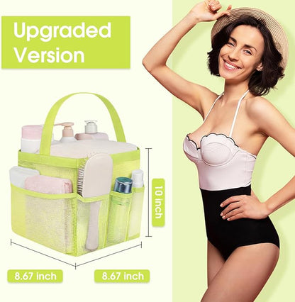 Attmu Mesh Shower Caddy Portable for College Dorm Room Essentials with 8 Pockets, Hanging Shower Caddy Dorm Basket, Quick Dry Shower Bag for Bathroom