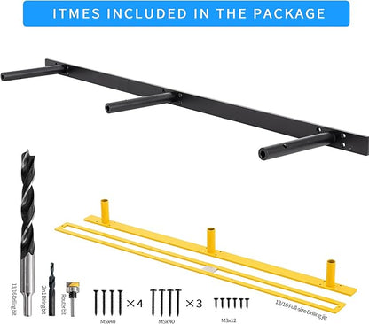 Heavy Duty Floating Shelf Bracket 38 inch, Hidden Shelf Bracket for Mantel and Shelving, Max Load 200 lbs if Mounted on Studs, Invisible Bracket for Floating Shelves (with Premium Build kit)