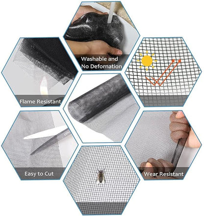 Windows Screen and Screen Door Replacement, 59"x106" Durable Fiberglass Screen Mesh- Window Screen & Sliding Screen Door Repair for Patio and Windows, Tooltriz
