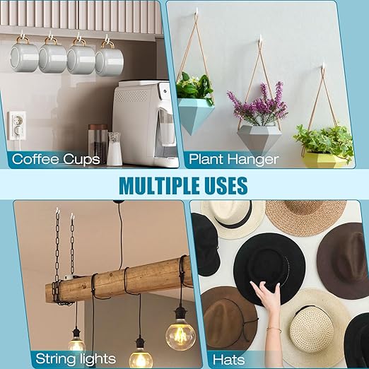 110Pcs Premium Screw Hooks, 5 Sizes White Vinyl Coated Cup Hook, from1/2 in Small Hooks to 1-1/2 in Ceiling Hooks Heavy Duty, Screw in Hooks for Hanging Plants, String Lights