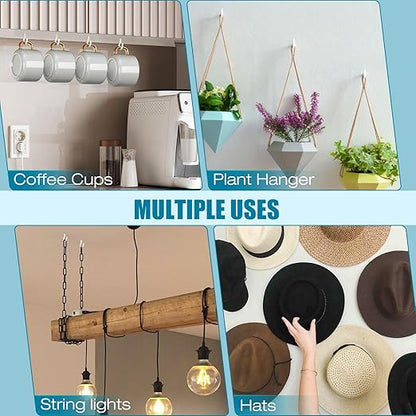 110Pcs Premium Screw Hooks, 5 Sizes White Vinyl Coated Cup Hook, from1/2 in Small Hooks to 1-1/2 in Ceiling Hooks Heavy Duty, Screw in Hooks for Hanging Plants, String Lights