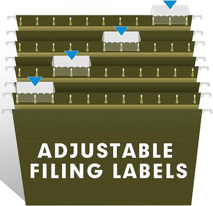 Hanging File Folders, RAZCC 30 Pack Letter Size Reinforced Hanging Folders with Heavy Duty 2 Inch Expansion for Bulky Files, Filing Cabinet, Adjustable Tabs, Green