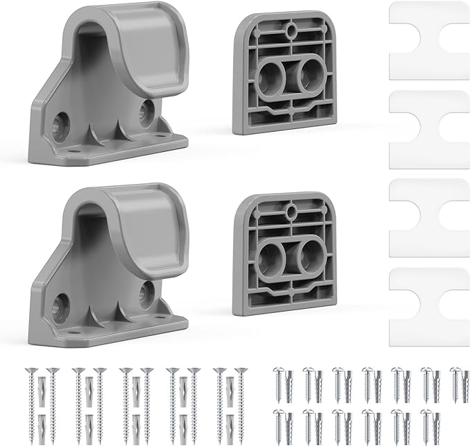EZIGO Retractable Baby Gates Replacement Parts, Full Set Wall Mounting Accessories Including Brackets, Latches, Screws for 120 inch Extra Wide Baby Gate Pet Gate Mesh Gate Retractable Dog Gate, Gray