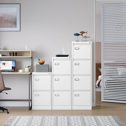 SISESOL 3 Drawer File Cabinet with Lock and Tag,Narrow Three Drawer Filing Cabinet,Vertical Metal File Cabinets,White Filing Cabinets for Home Office Fit Letter/A4/Legal Size File,Easy Assembly
