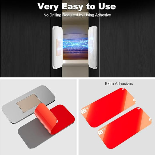 No Drill Magnetic Cabinet Door Catch with Adhesive – Stainless Steel, Strong Hold Child Safety Lock for Kitchen Cabinets, Bathroom, RV – Drawer Magnets 1.57” x 0.79” 4 Pack