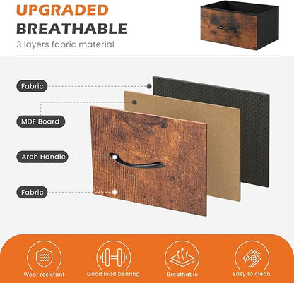 Sweetcrispy 4 Drawer Dresser, Fabric Storage Tower Organizer with Sturdy Steel Frame and Wood Top, Easy Pull Handles, for Bedroom, Closet, Entryway, Hallway, Brown