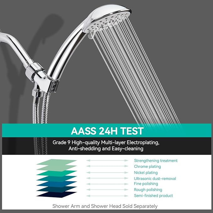 Adjustable Handheld Shower Head Holder- Premium ABS Bracket- 360 Degree Rotatable Arm Mount and Hose Connector- Easy Install and Replacement Parts (Elegant Grey)