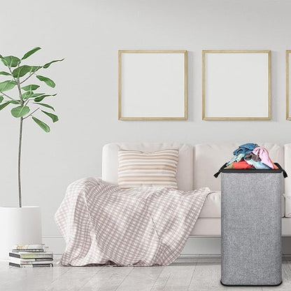 SNIGJAT Extra Large Laundry Hamper, 100 L Tall Laundry Basket with Sturdy Handles, Dirty Clothes Basket for Bedroom, Large Hamper, Sturdy Storage Organizer for Clothes Toys Grey