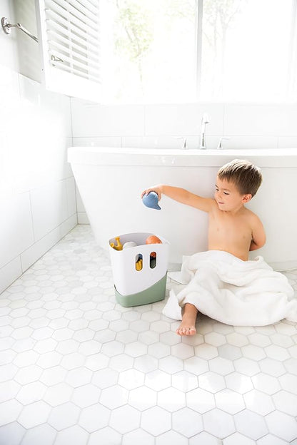 Ubbi Stand Up Bath Toy Storage Organizer, Bath Caddy with Removable Drying Rack Bin for Toddlers and Baby, Sage