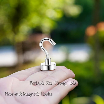 Neosmuk Magnetic Hooks, Cruise Ship Essentials, 30lb+ Heavy Duty Magnetic Hooks for Cruise Cabins, Refrigerator, Grill, Hanging, and Travel | Extra Strong Must-Haves Magnet Hook,Silver,5 Pack