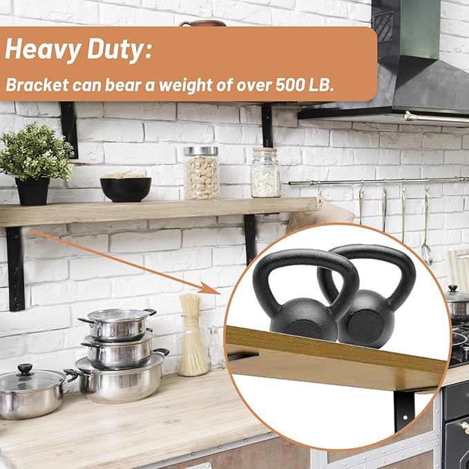 Premium Heavy Duty Countertop Brackets 12 inch 4 Pack (2/5" Thick),Granite Countertop Support 12" x 6" x 2 1/2",Shelf L Bracket Metal Corbels Suitable for Quartz,Wood,Concrete and Laminate Countertops