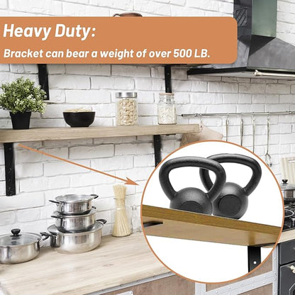 Premium Heavy Duty Countertop Brackets 12 inch 4 Pack (2/5" Thick),Granite Countertop Support 12" x 6" x 2 1/2",Shelf L Bracket Metal Corbels Suitable for Quartz,Wood,Concrete and Laminate Countertops