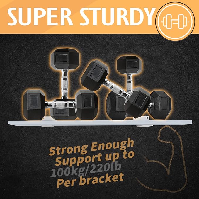 CLT Shelf Bracket( White) , 8” Quarter Inch (1/4") Thick- Max Load: 220 lb Rustic Industrial Modern Farmhouse Heavy Duty Bracket for DIY Table Bench, Pack of 6
