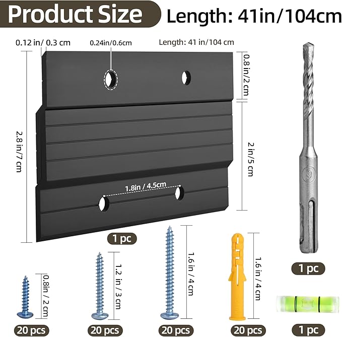 French Cleat 41 Inch, Heavy Duty Aluminum Z Clips Hanger for Hanging Picture Mirror Frame Whiteboard Headboard, Interlocking Wall Mounting Bracket with Hardware Support 250lbs