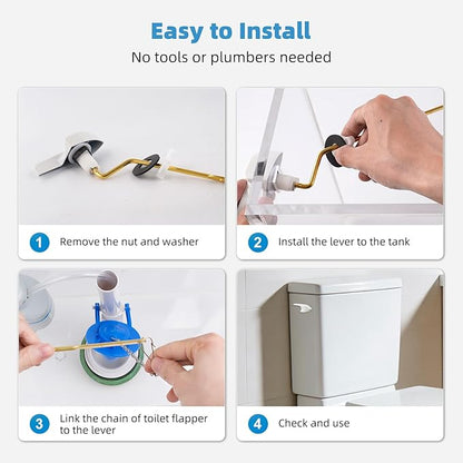 iFealClear Universal Toilet Handle Replacement Kit, Side/Angle Mount Toilet Flush Handle Compatible with Kohler K-GP30324-CP/TOTO/American Standard, Stainless Steel Flapper Chain, White