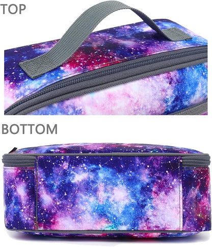 FlowFly Kids Lunch box Insulated Soft Bag Mini Cooler Back to School Thermal Meal Tote Kit for Girls, Boys,Galaxy