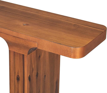 Elegant Acacia Veneer Entryway Table, Narrow Sofa Table Behind The Couch, Minimalist Rectangular Entryway Table, Modern Foyer Tables for Entryway, Hallway, Living Room, Foyer, Corridor (Natural-40RT)
