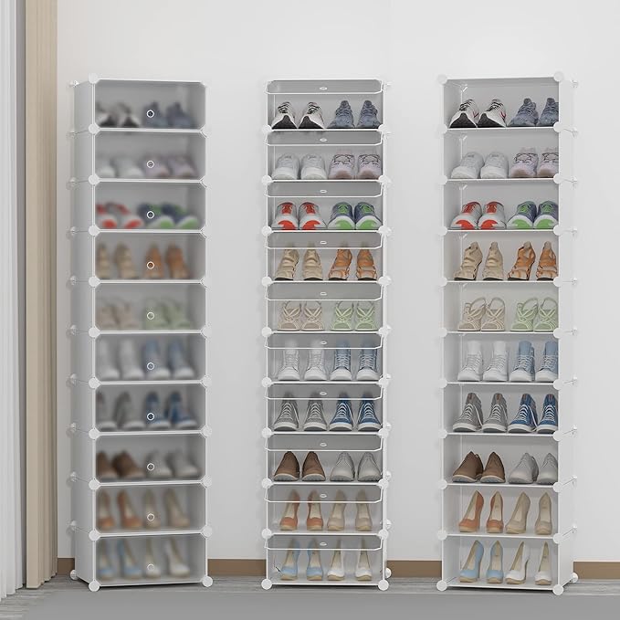 HOMIDEC Shoe Storage, 10-Tier Shoe Rack Organizer for Closet 20 Pair Narrow Shoes Shelf Cabinet for Entryway, Bedroom and Hallway