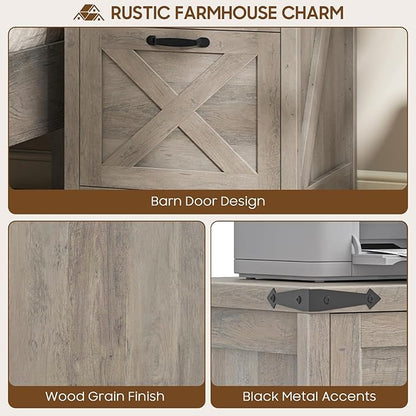 3 Drawer Small File Cabinet, Farmhouse Vertical Filing Cabinet Fits Letter and A4 Size, Under Desk Wooden File Cabinets for Home Office, Printer Stand, Grey