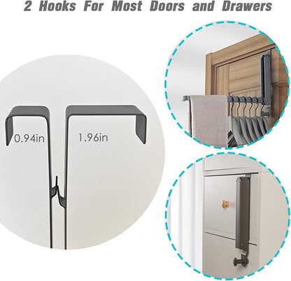 Over The Door Drying Rack for Clothes - 2 Brackets for Different Door Thickness - All Metal Fold Away Clothes Rails (Space Grey)