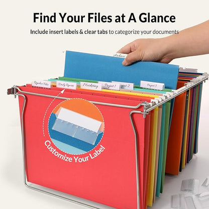 SUNEE Hanging File Folders, 50 Pack Letter Size Hanging File Folders with 1/5-cut Tabs, Stay Organized for Your Home and Office Bulk File, Documents and Paper,10 Assorted Colors