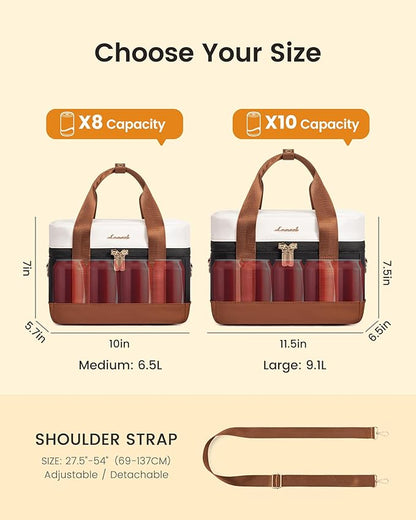 LOVEVOOK Insulated Lunch Bag for Women & Men - Cooler Lunch Tote and Lunch Box for Work and Travel, Black-beige-brown