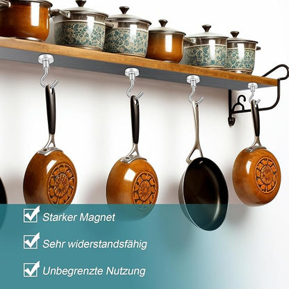 MAGXCENE 60 Pack Magnetic Hooks Heavy Duty, 25 lbs Strong Earth Magnet Hooks for Hanging, Cruise, Refrigerator, Extra Strong Neodymium Magnets with Hooks for Grill Kitchen Tool Storage