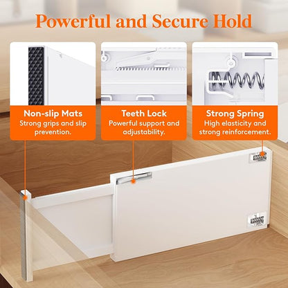 Lifewit 9 Pack 6" High Drawer Dividers 34-56cm/13.5-22" Adjustable Drawer Organizer for Clothes/Utensils, Expandable Drawer Separator in Dresser/Kitchen/Bedroom/Office Organization & Storage White