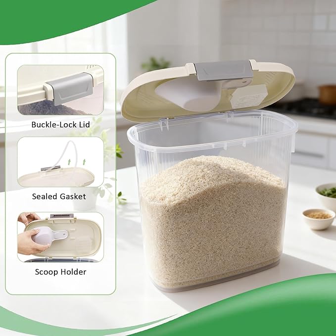 Airtight Dog Food Storage Container 10 Lbs - Slim Tall Pet Cat Food Treat Container with Lid, Scoop and Cup - Clear Plastic Dry Food Storage Bin for Dogs, Cats, Bird Seeds, Kibble, Pellets