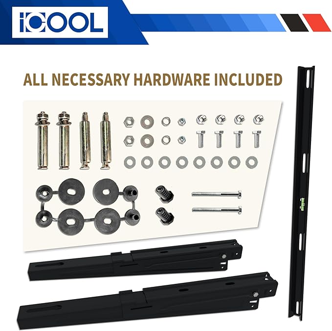 ICOOL Mini Split Wall Mounting Bracket for 9000-36000 BTU Universal Ductless Air Conditioners, Heat Pumps, Compressors & HVAC Systems, Outdoor Heavy Duty Foldable Wall Mount Condenser Bracket, Black