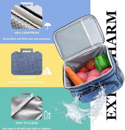 ExtraCharm Insulated Lunch Bag for Women/Men - Reusable Lunch Box for Office Picnic Hiking Beach - Leakproof Cooler Tote Bag Organizer with Adjustable Shoulder Strap for Adults - Purple