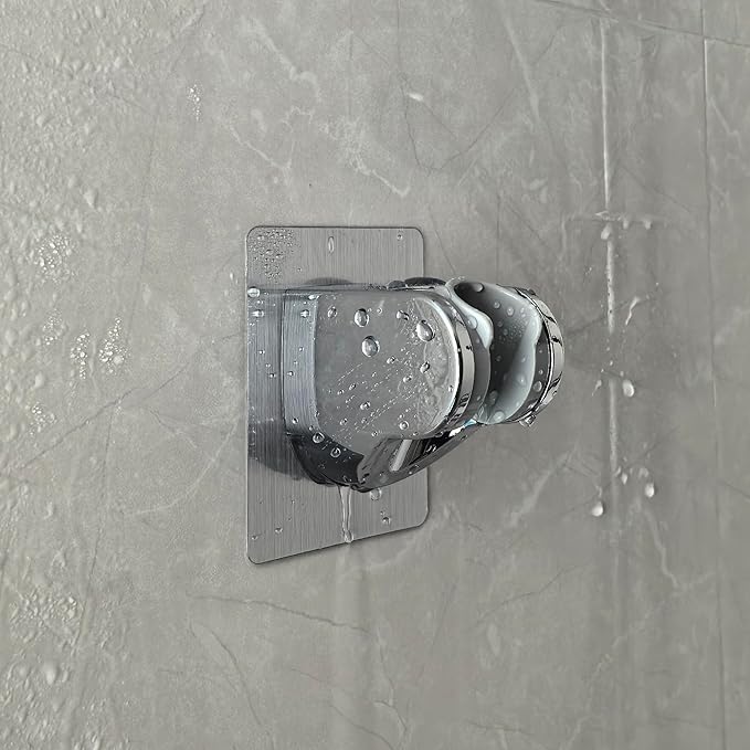 2 Pack Strong Adhesive and Waterproof Shower Head Holder, Adjustable Handheld Shower Holder Wall Mount Shower Bracket