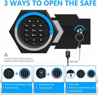 1.3 Cub Small Safes for Home Use Fire and Water Proof, Anti-Theft Digital Security Safe Box With Combination Lock, Smart Alarm System & Removable Shelf, Anti-Theft Fireproof Safe for Cash Documents
