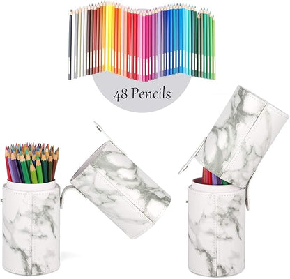 Makeup Brush Holder Travel Brushes Case Bag Cup Storage Dustproof for Women (Marble)