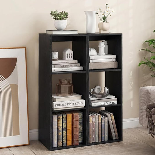 Giantex 3-Cube Bookcase, Cubby Bookshelf w/Back Guardrail & Anti-Tipping Kits, 4-Tier Freestanding Storage Organizer with Shelves, Open Back Display Rack for Living Room, Study