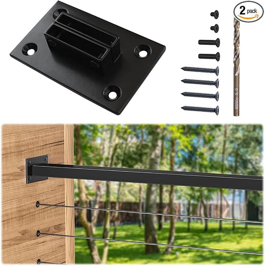 Muzata HT10 HL10 HT14 HL11 HL12 Flat Handrail Accessories - 2Pack End Brackets Universal Black Stainless Steel Handrail Support Wall Mount Base, HA34 BP4
