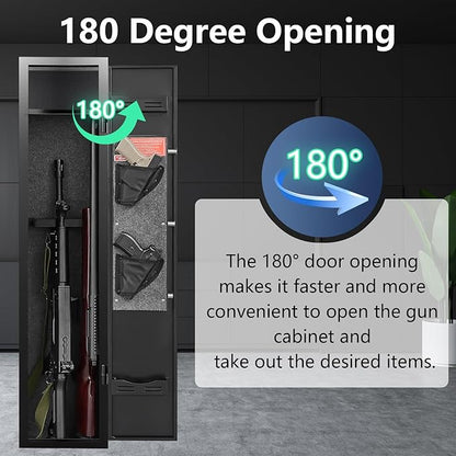 Marcree 2-3 Gun Safes for Home Rifle and Pistols, Digital Rifle Safe with Removable Shelf, Gun Cabinet for Rifles and Shotguns, Alarm System, Mute Function, Pistol Bags, LED Light