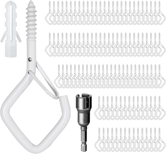 110 PCS Q-Hanger Hooks for String Lights, Ceiling Hangers for Plants & Wind Chimes, Christmas Decorations Outdoor Hooks White