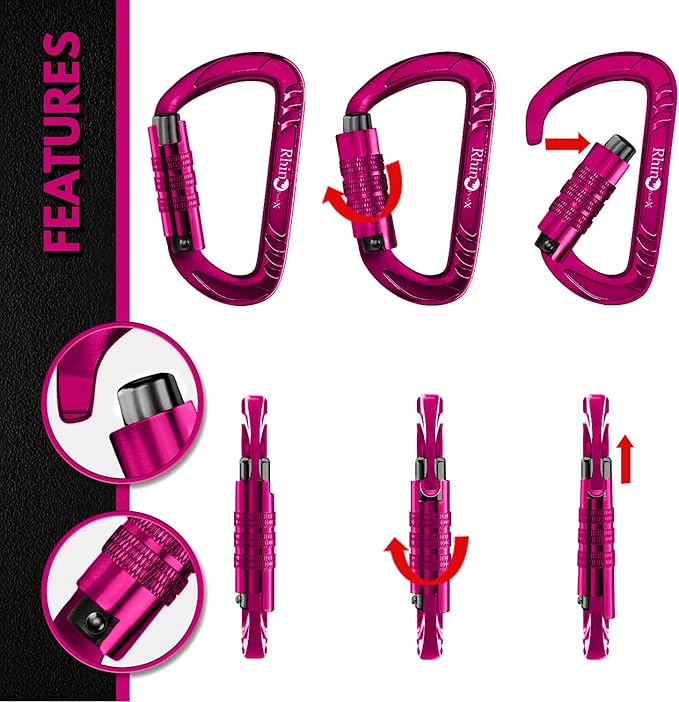 12kN (2697 lbs) Heavy Duty Carabiner Clips, for Securing Pets, Outdoor, Camping, Hiking, Hammock, Dog Leash Harness, Keychains